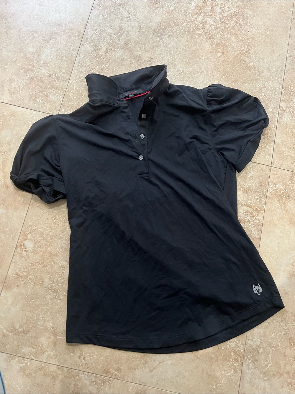 Greyson Women’s Black Puff sleeve Polo Shirt Size Small